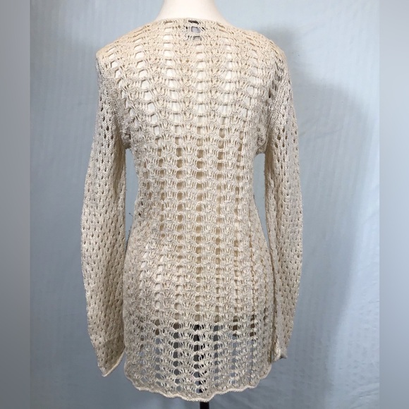 Lucky Brand Womens Crochet Sweater Size S Open Knit Fairy Coquette Ivory Boho - Picture 5 of 12